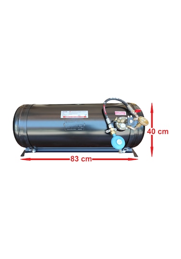 Karavan Lpg Tankı Yatay 60 Litre Tak Kullan Hazır Set Siyah