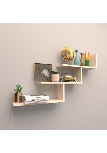 Rafkestir 3 Lü Almira Duvar Rafı Krem ( Mat )