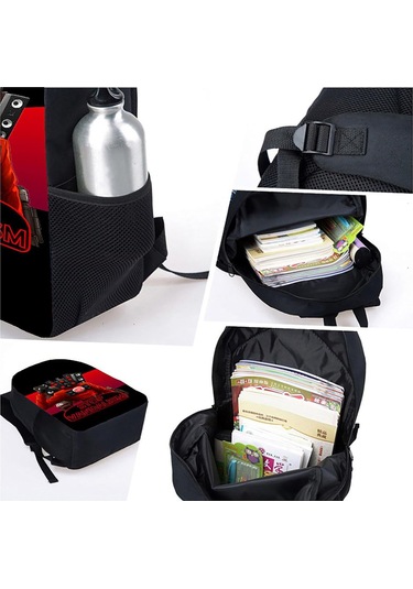 Öğrenci Sırt Çantası Karikatür Sırt Çantası Üç Parçalı Sırt Çantası Omuz Çantası Kalem Kutusu Çanta,42x29x16cm Bag4 42x29x16cm Siyah