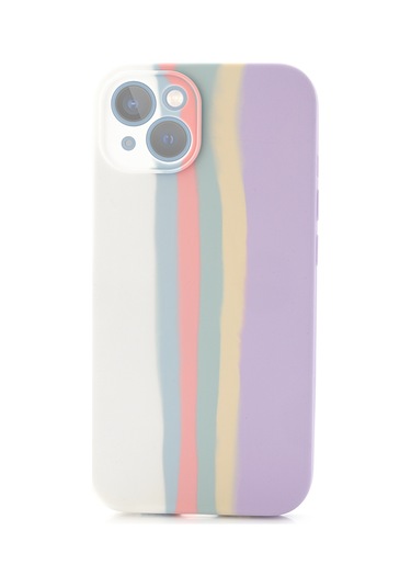 İphone 12 Uyumlu Kılıf Gökkuşağı Rainbow Lansman Silikon-leke Tutmayan Yüzey-tam Koruma Sağlar Mor