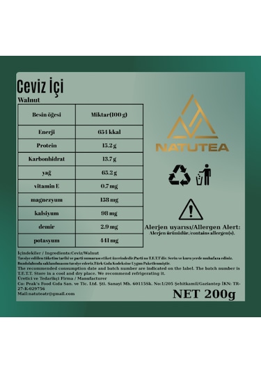 Natutea Ceviz İçi 200 G Kuruyemiş 200 G
