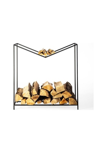 Odun Rafı Metal Tasarım Şömine Yanı İki Katlı Odunluk