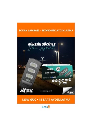 Güneş Enerjili Dayanıklı Sokak Lambası 120w Kablosuz Bahçe Aydınlatma Çok Renkli