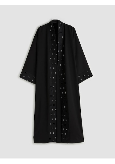 Lc Waikiki Siyah Şal Yaka Taşlı Oversize Kadın Kimono