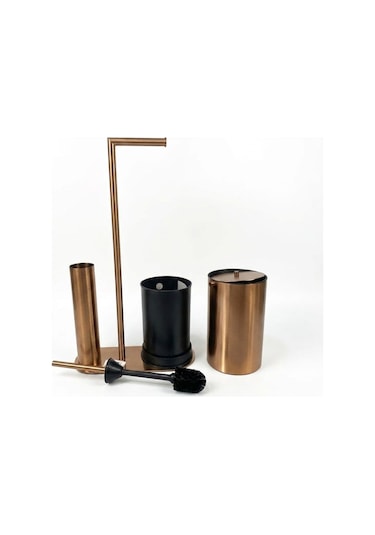 Kobos Nova Çöp Kovalı Yuvarlak Hareketli Wc Set Parlak Bakır Kbw-907rs