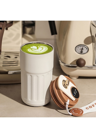 Ranyeek 450ml Akıllı Sıcaklık Ölçer Termos Bardak - 316 Çelik, 6-12 Saat Isı Saklama, Ev-ofis-outdoor Kullanıma Uygun, Taşınabilir Hediye Kupası Gümüş