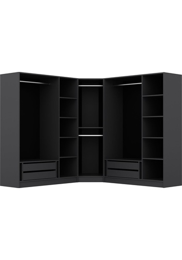 Kale 7 Kapaklı 4 Çekmeceli Köşe Dolap Antrasit Mebran Panjur 210cm Antrasit