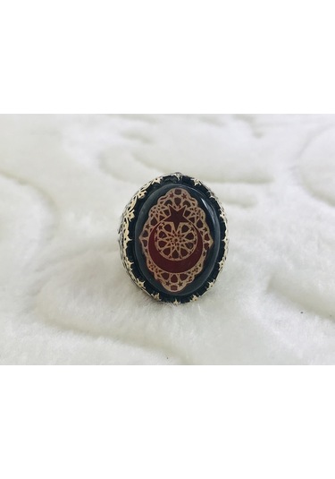 Türk Bayrağı Işlemeli 925 Ayar Gümüş Erkek Yüzük