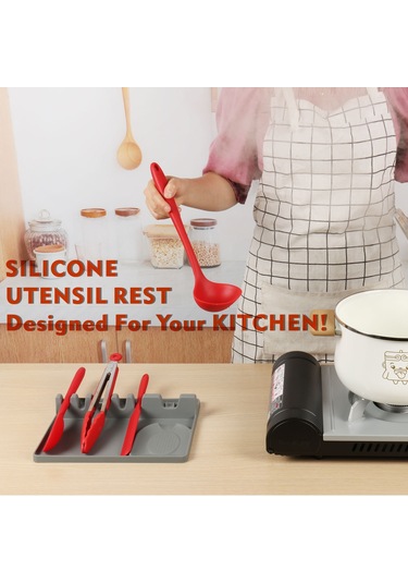 Sones 2'si 1 Arada Mutfak Silikon Kaşıklık Rafı Orta