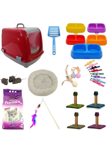 Eko 10 Parça Kedi Başlangıç Seti Kırmızı