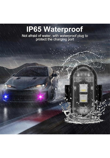 Uzaktan Kumandalı 4 Adet Kablosuz Led Strobe Işık, 8 Renk Usb Şarjlı Su Geçirmez Uyarı Işıkları - Mükemmel Diğer