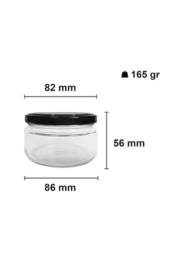 230 Ml Metal Siyah Kapaklı 230 Cc Cam Konserve Kavanoz 18 Adet