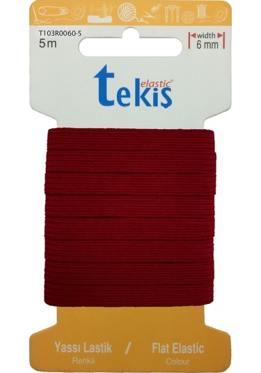 10 Mm Bordo Yassı Lastik - 5 Metre