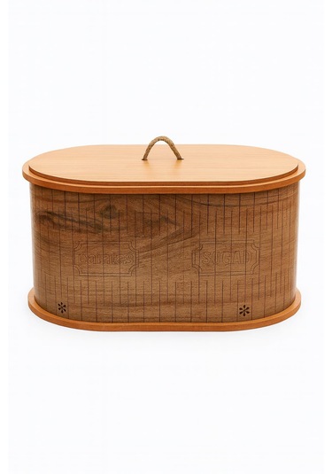 Dekorasyaa 2 Bölmeli Patates Soğanlık - Bambu - Oval Natural Desen Ahşap