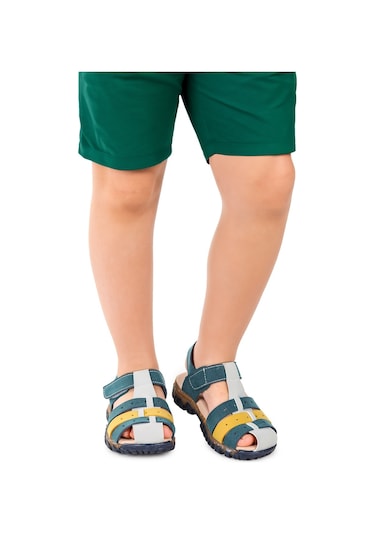 Kiko Kids Erkek Çocuk Sandalet Arz 2356 Petrol - Sarı