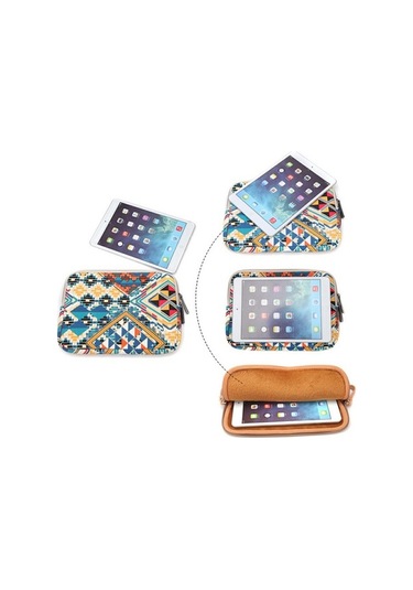 Ebitda 39x27.5x1.5cm 15.6 Dizüstü Bilgisayar Çantası Taşıma Saklama - Geometrik Gül Dokusu Çok Renkli