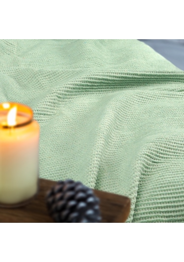 Verra Home Pamuk Battaniye Tek Kişilik Tv Battaniyesi 130 x 170 CM Mint Yeşili