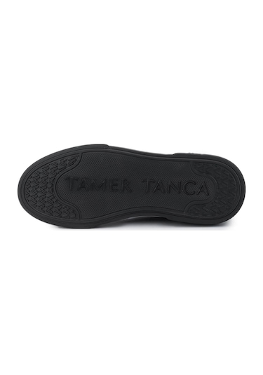 Tamer Tanca Erkek Hakiki Deri Siyah Rugan Sneakers & Spor Ayakkabı 1093 2620 Erk Ayk Y25 Sıyah Rgn Siyah