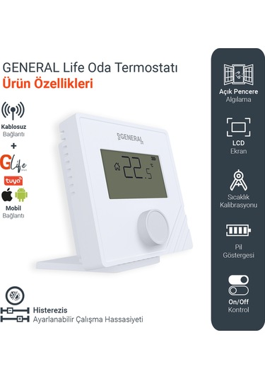 General Life Mitra HT25 RF Smart Kablosuz Wi-Fi Akıllı  Oda Termostatı