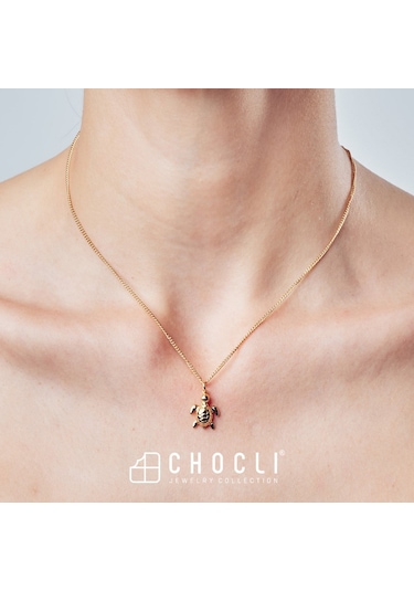 Chocli 18 Ayar Altın Kaplama Kaplumbağa Kolye