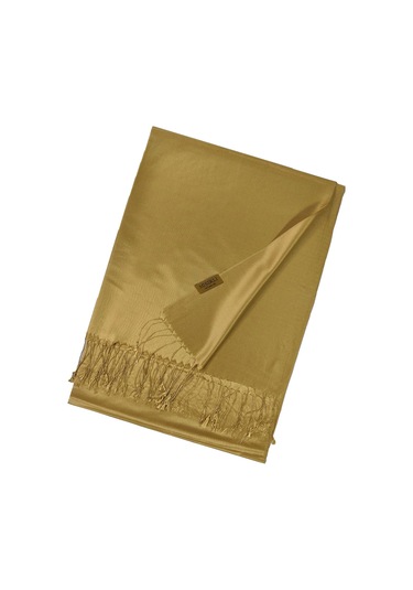 Mısırlı Eşarpları Çift Taraflı Düz Renk Ipek Şal Koyu Gold