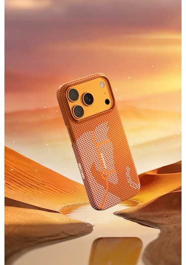 Apple Uyumlu iPhone 17 Pro Max Steed Woven Magsafe Aramid Fiber Premium Kılıf Turuncu
