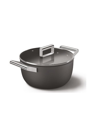 Smeg Cookware 50's Style Siyah Tencere Cam Kapaklı 4.6 L