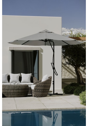 Bahçe Balkon Cafe Şemsiye 290x290 Cm Katlanır Gri