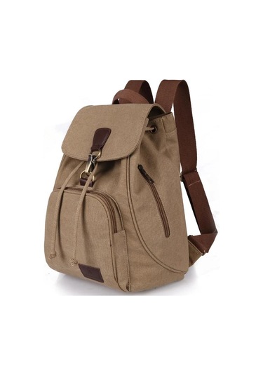 Kadın Tuval Sırt Çantası Kadın Vintage Saf Pamuk Seyahat Çantası Moda Bağcıklı Dizüstü Bilgisayar Okul Çantaları Genç Kızlar İçin Omuz Çantası Khaki Haki