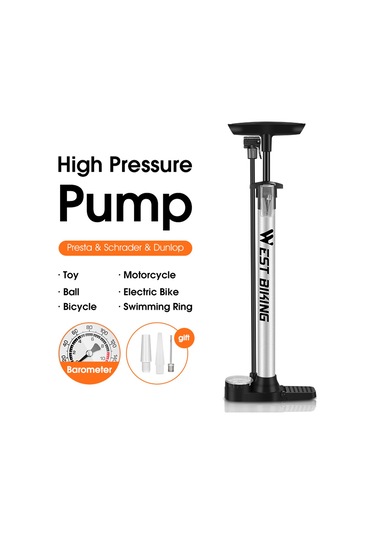 Ximistore9 Yüksek Basınçlı Bisiklet Pompa 140psı - Ev & Spor Araçları İçin, T Tipi Kollü, Katlanabilir Taban, Manometreli, Siyah