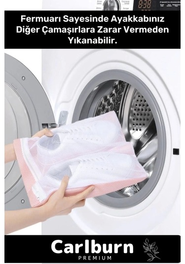 Premium Serisi Özel Fermuarlı Koruyucu Leke Çıkartıcı Ayakkabı Çamaşır Yıkama Torbası Filesi 2 Adet