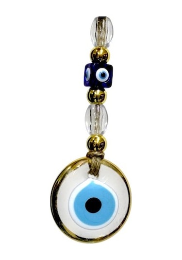 Yaldızlı Şeffaf Nazar Boncuklu Cam Duvar Süsü 02-10mm 5yards