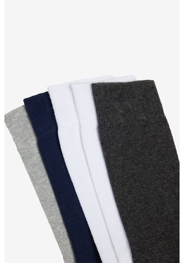 Erkek Grı-lacı-beyaz Pamuklu 5'li Paket Soket Çorap Grı-lacı-beyaz