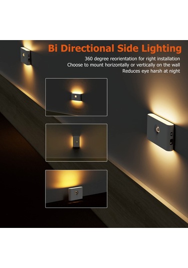 Hareket Sensörü Gece Işığı, C Şarj Çift Taraflı Manyetik Led Beyaz