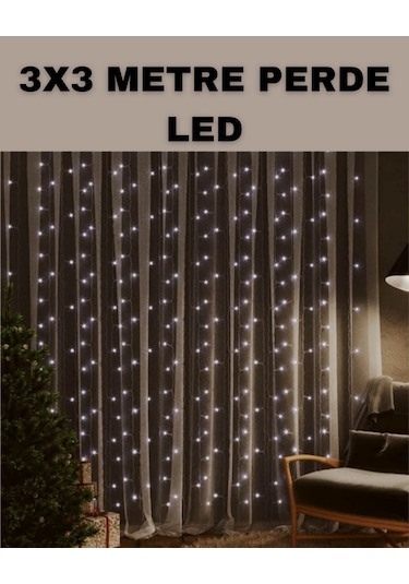 Muratech 3x3 Led Şelale Perde Işık Kutlama Ve Dekor Aydınlatması Düzenli