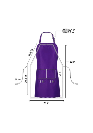 10 Paket 2 Cepli Ayarlanabilir Önlük, Su Ve Yağa Dayanıklı Mor, 10 Paket Diğer