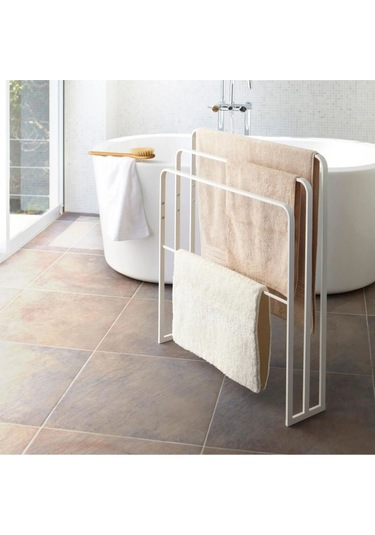 Ovalli Metal Banyo Havlu Askılığı Beyaz