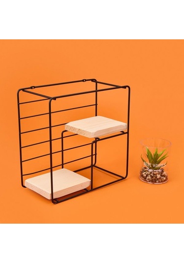 Suntel Dekoratif Dörtgen Raf - Siyah - 30 Cm Siyah