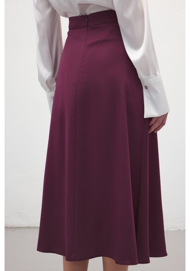 Sateen Midi Boy Saten Etek - Mürdüm-136725 Mürdüm