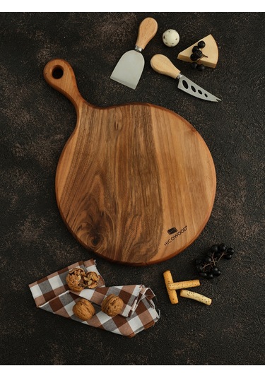 Doğal Ceviz Yuvarlak Sunum-Kesme Tahtası-Lazerle İsim/Söz Yazılır