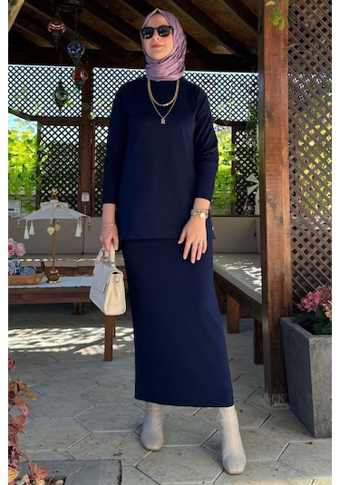 Rabia Şamlı Sezen Triko Takım Lacivert Çok Renkli