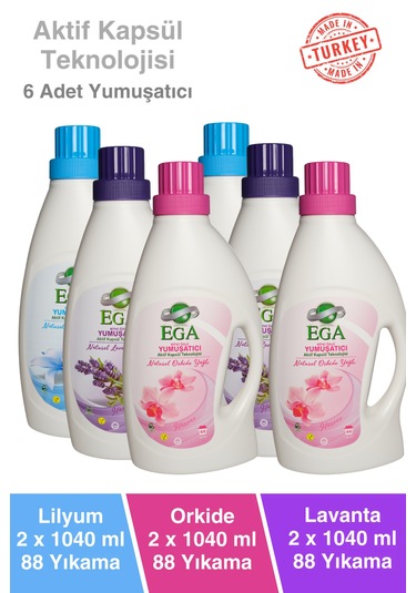 Ega Kimya Aktif Kapsül Teknolojili Çamaşır Yumuşatıcısı 6 x 1040 ML