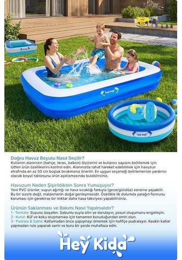 Heykida Swim Safe Dikdörtgen Havuz 305x183x50 Mavi