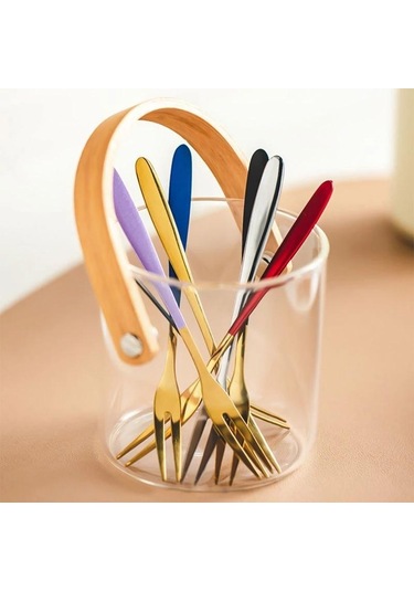 Gümüş 5 Adet Meyve Çatalı Lüks Paslanmaz Çelik Altın Kek Tatlı Çatal Güzel Mini Çatal Kek İçin Kullanılan Parti Salyangoz Çatal Restoran