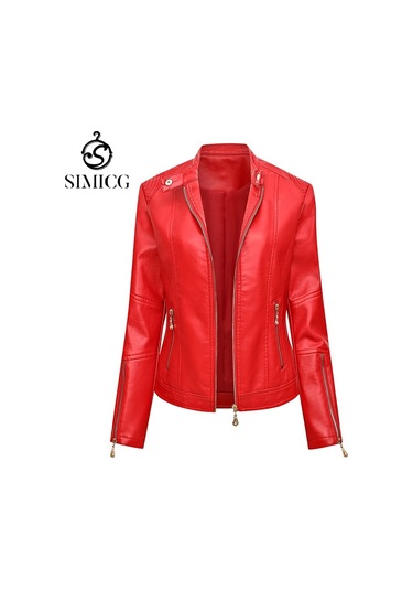 Kadın Deri Ceketleri Kırmızı