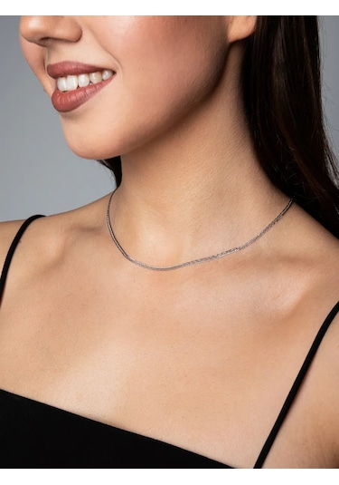 Voznesenskij Uvelirnyj Zavod Gümüş Boyun Zinciri Üçlü Elmas Desenli 925 171383770 Gri