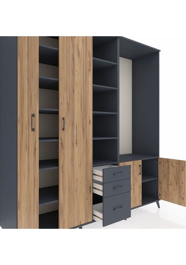 Kronos Dolap 13 Raflı 3 Çekmeceli 4 Kapaklı 220x59x243 Antrasit-çam/antrasit Atlas Çam/antrasıt Kronos Dolap 13 Raflı 3 Çekmeceli 4 Kapaklı 220x59x243 Antrasit-çam/antrasit Atlas Çam/antrasıt