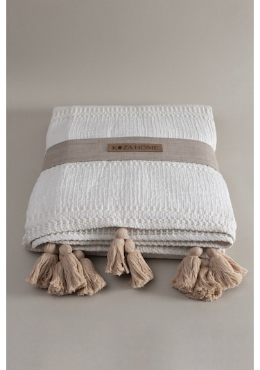 Koza Home Assos Krem Taş Yıkama Çift Kişilik Yatak Örtüsü 230x250 5035 514007 Diğer