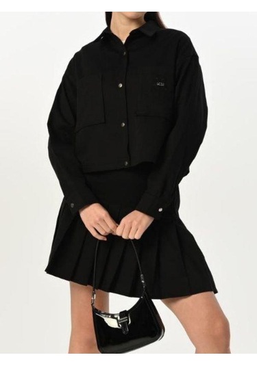 Kız Çocuk Gabardin Ceket Etek Takım-15522 Siyah