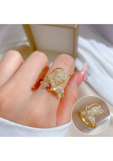 Ayarlanabilir Açıklığa Sahip Zarif Zirkon Yüzük No.60 Çok Renkli